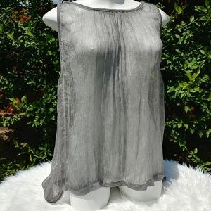 Scandal Italy Gauze Gray Crochet Tunic Top